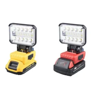 Professional Work Light with Dual Knobs – Color/Brightness Adjustable, USB-C Output, for DEWALT/Milwaukee