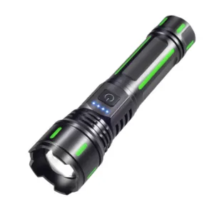 WS003A Aluminum Alloy White Laser Light Display Multiple Charging Options Retractable Zoom Flashlight